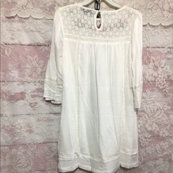 NWT SUGARLIPS Bohemian Flowing Embroidered Lacy Off White Dress Size XS - Picture 11 of 16